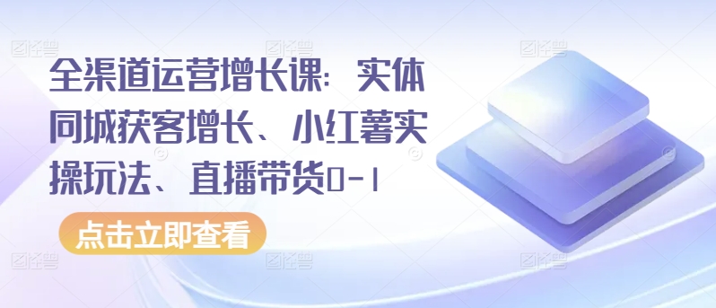 全渠道运营增长课：实体同城获客增长、小红薯实操玩法、直播带货0-1-民珍网创
