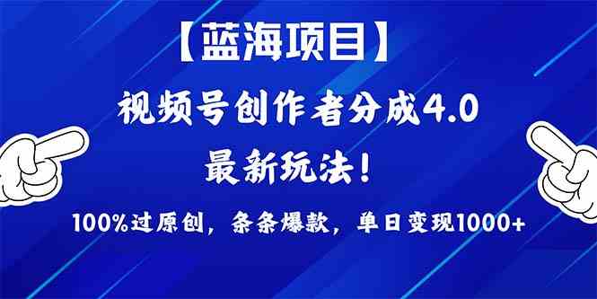 （9777期）2024蓝海项目视频号，最新方法， 100%过原创，条条爆款，单日变现1K+，…-民珍网创