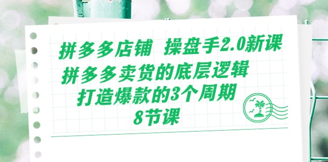 （10859期）拼多多店铺 操盘手2.0新课，拼多多卖货的底层逻辑，打造爆款的3个周期-8节-民珍网创