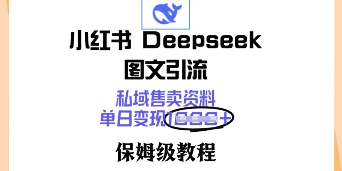 小红书Deepseek图文引流，私域售卖资料，单日变现多张，保姆级教程-民珍网创