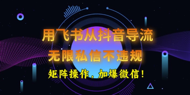 用飞书从抖音导流，无限私信不违规，抖音截流创业粉-民珍网创