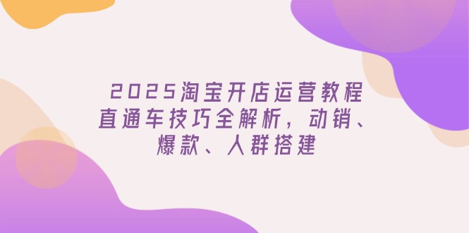（14389期）2025淘宝开店运营教程更新，直通车技巧全解析，动销、爆款、人群搭建-民珍网创