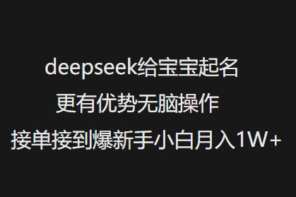 deepseek给宝宝起名更有优势无脑操作接单接到爆新手小白月入1W+-民珍网创