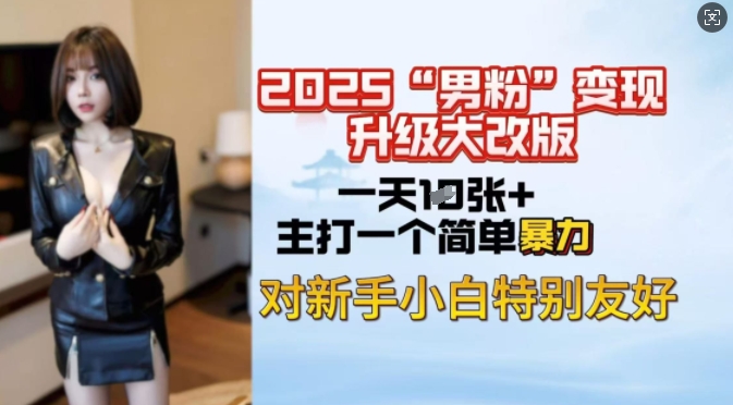2025男粉变现全新玩法升级，日入上千简简单单，小白可轻松上手-民珍网创