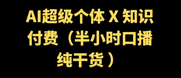AI超级个体 + 知识付费(半小时口播纯干货 )-民珍网创