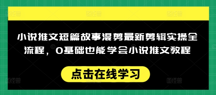 小说推文短篇故事混剪最新剪辑实操全流程，0基础也能学会小说推文教程，肯干多发日入多张-民珍网创