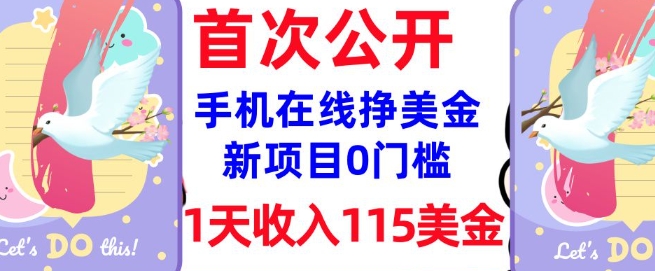 在线挣美金新项目，0门槛，1天收入115美刀，无脑操作，真正被动收入-民珍网创