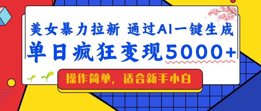 （14347期）美女暴力拉新，通过AI一键生成，单日疯狂变现5000+，纯小白一学就会！-民珍网创