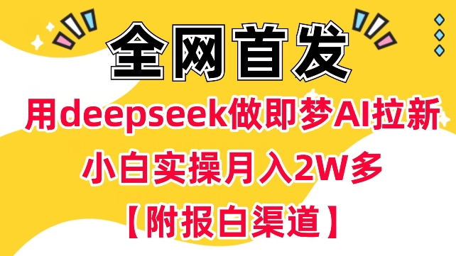 用deepseek做即梦Ai拉新 小白实操月入过W+【附报白渠道】-民珍网创