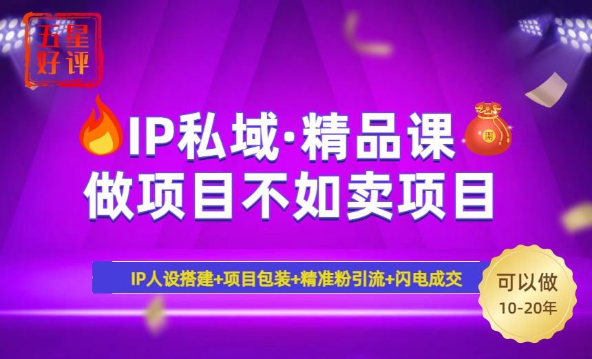 （14406期）2025年“IP私域·密训精品课”，日赚3000+小白避坑年赚百万，暴力引流…-民珍网创