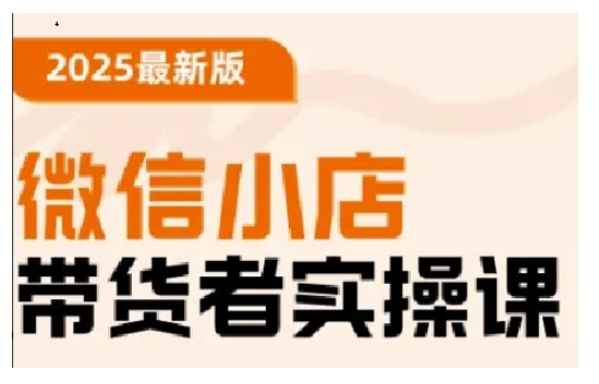 2025最新版微信小店带货者实操课，基础操作到高级运营技巧，快速上手-民珍网创